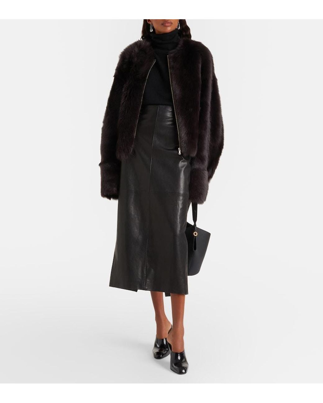 Nour Hammour Black Elisse Leather Pencil Skirt