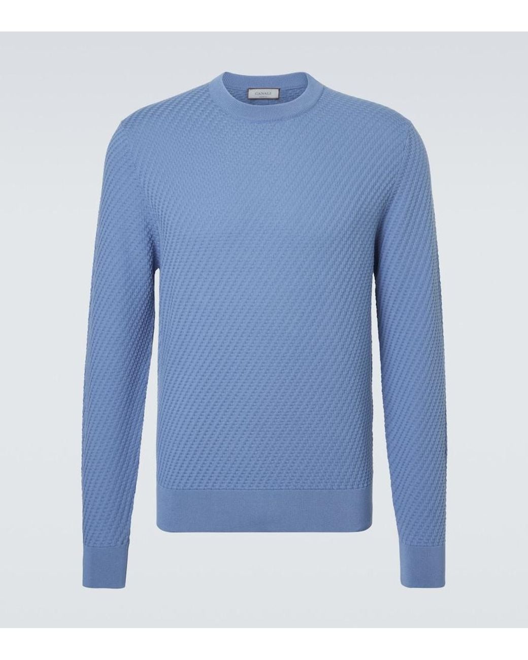 Canali Blue Cotton And Silk Sweater for men