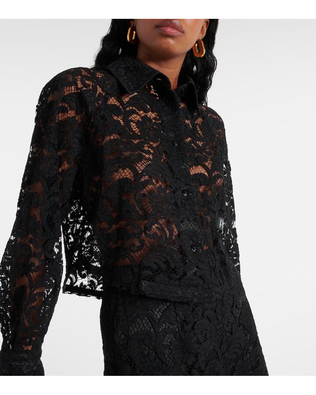 Patou Black Cropped Lace Blouse