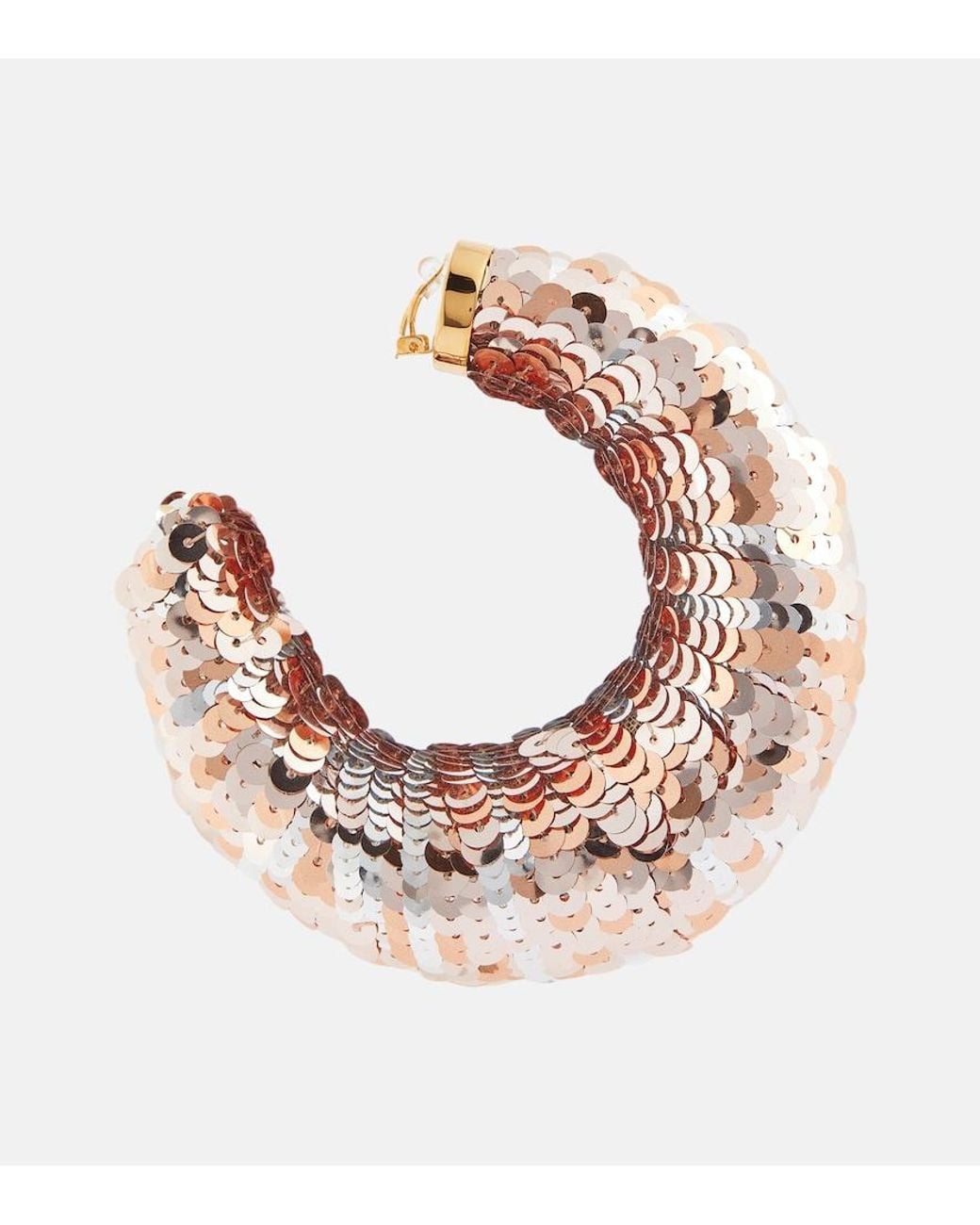 Tom Ford Pink Croissant Sequined Hoop Earrings