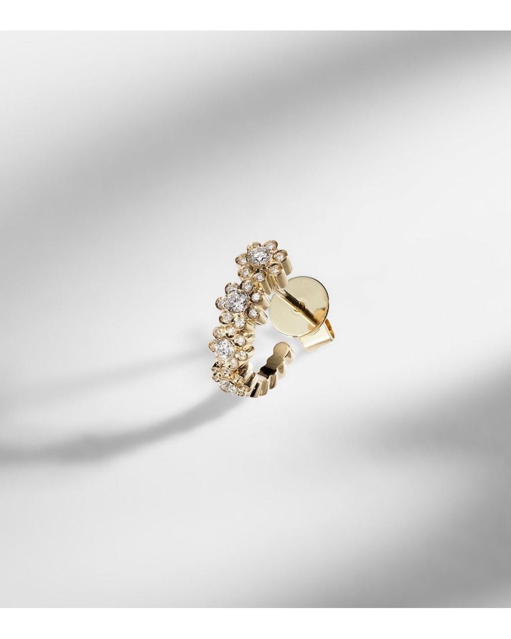 Sophie Bille Brahe Metallic Petite Boucle De Fleurs 18Kt Earrings With Diamonds
