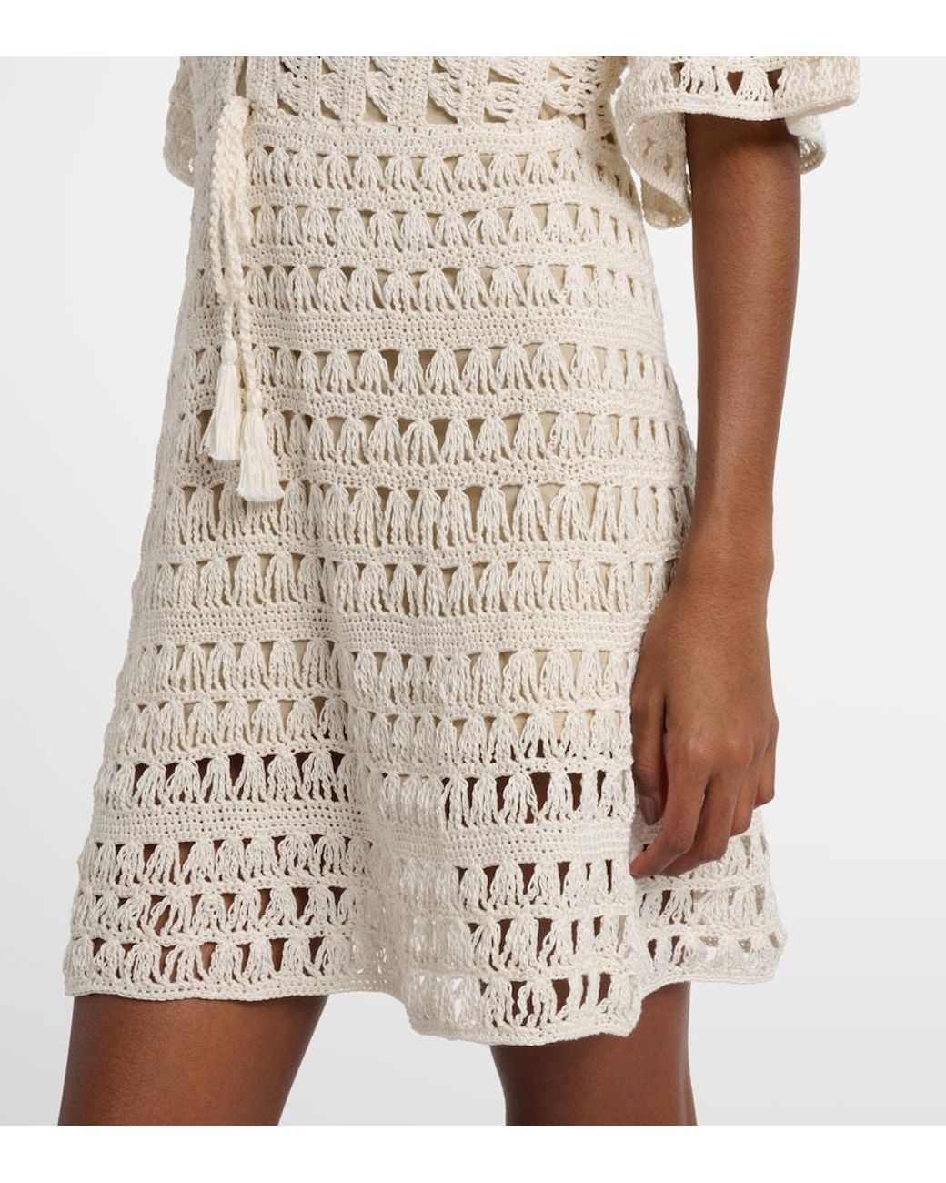 Anna Kosturova Natural Crochet Cotton Minidress
