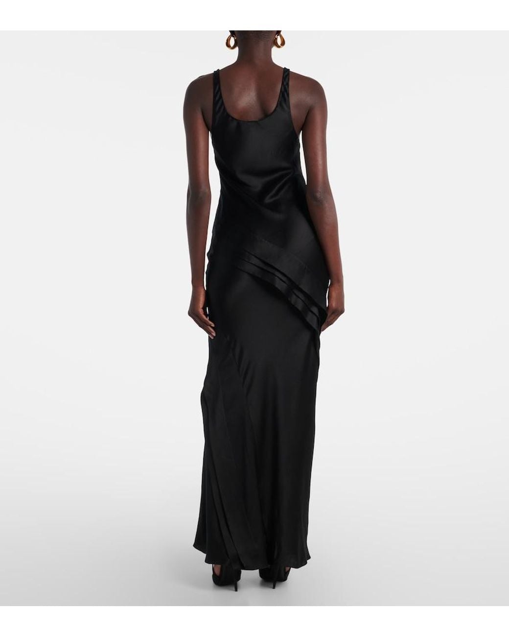 Saint Laurent Black Silk Satin Slip Dress