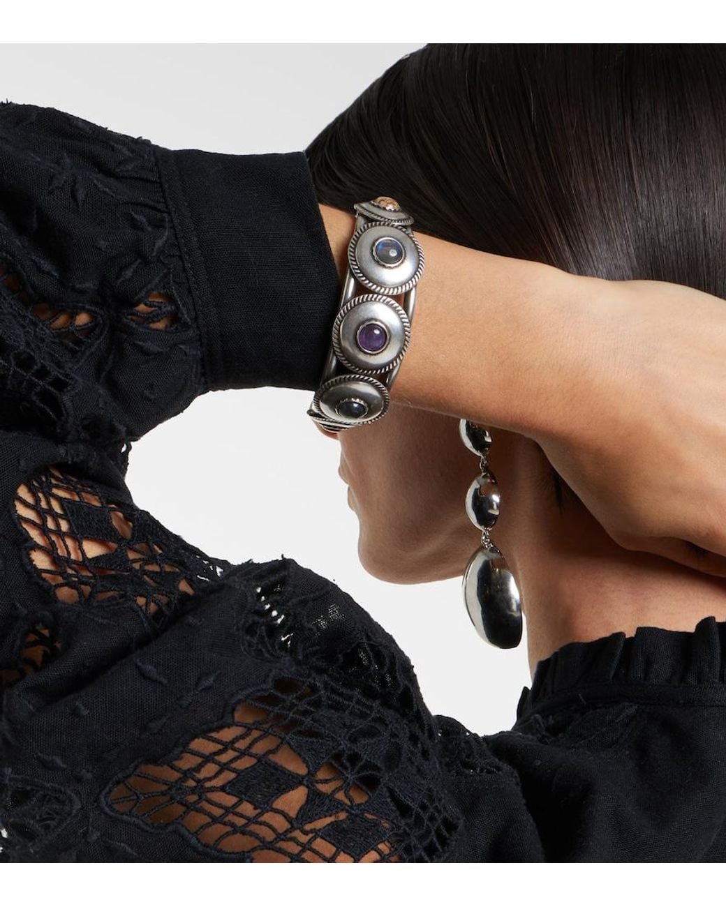 Isabel Marant White Lam Embellished Cuff Bracelet