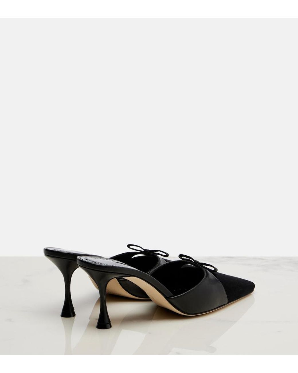 Manolo Blahnik Black Tapidpla Leather Mules