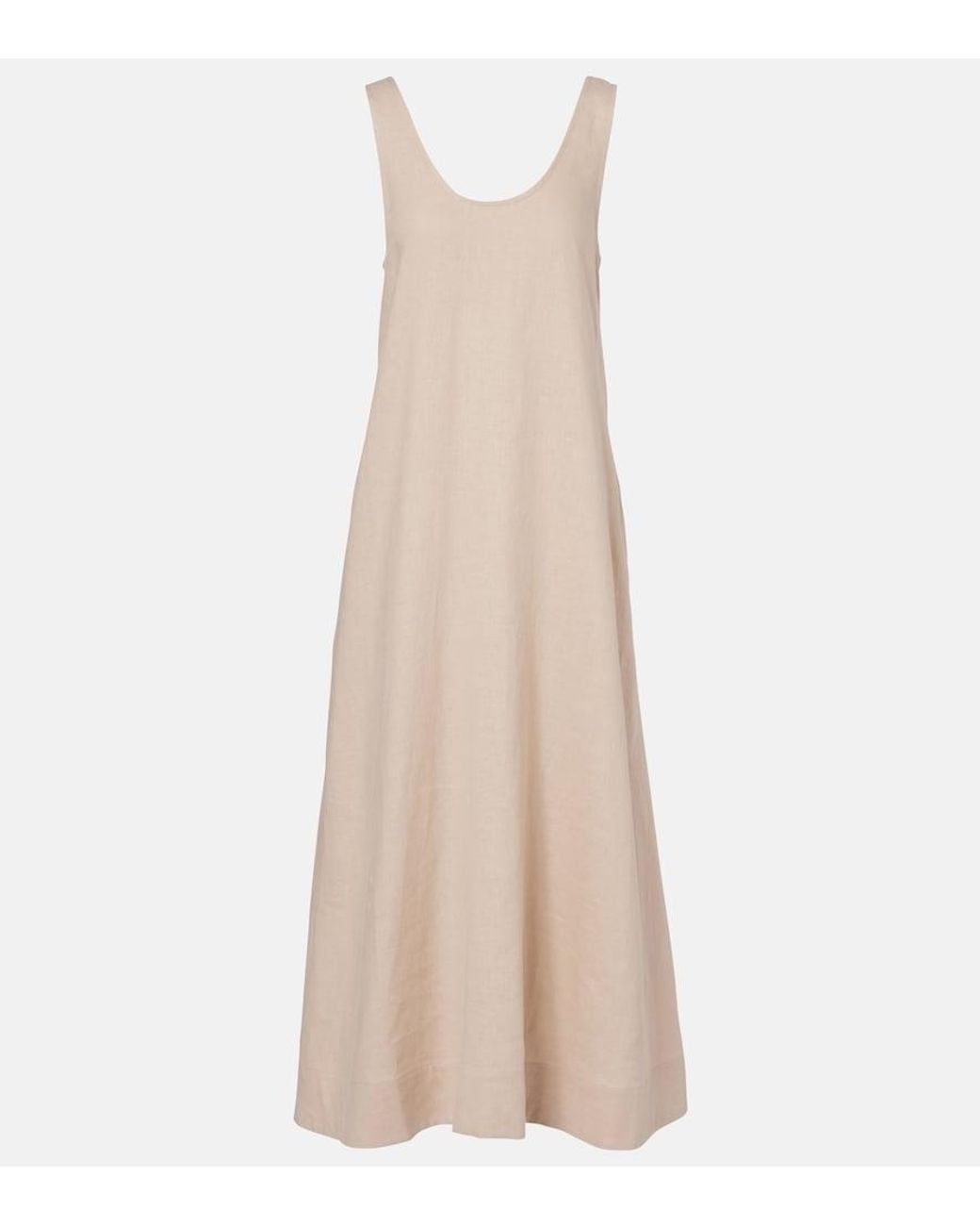 Asceno Natural Capri Linen Maxi Dress