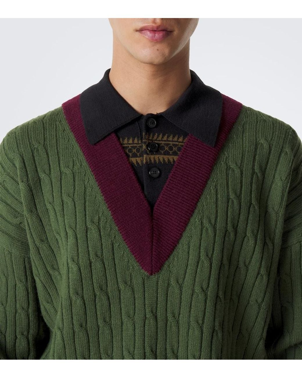 Pullover Polo di Dries Van Noten in Green da Uomo