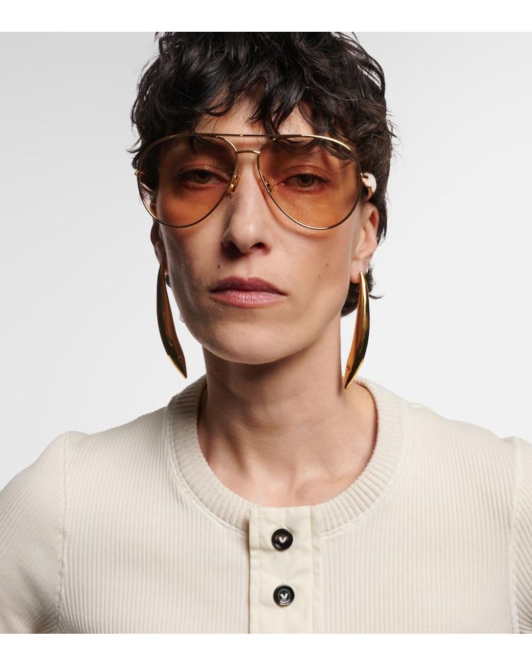 Bottega Veneta Brown Sardine Aviator Sunglasses