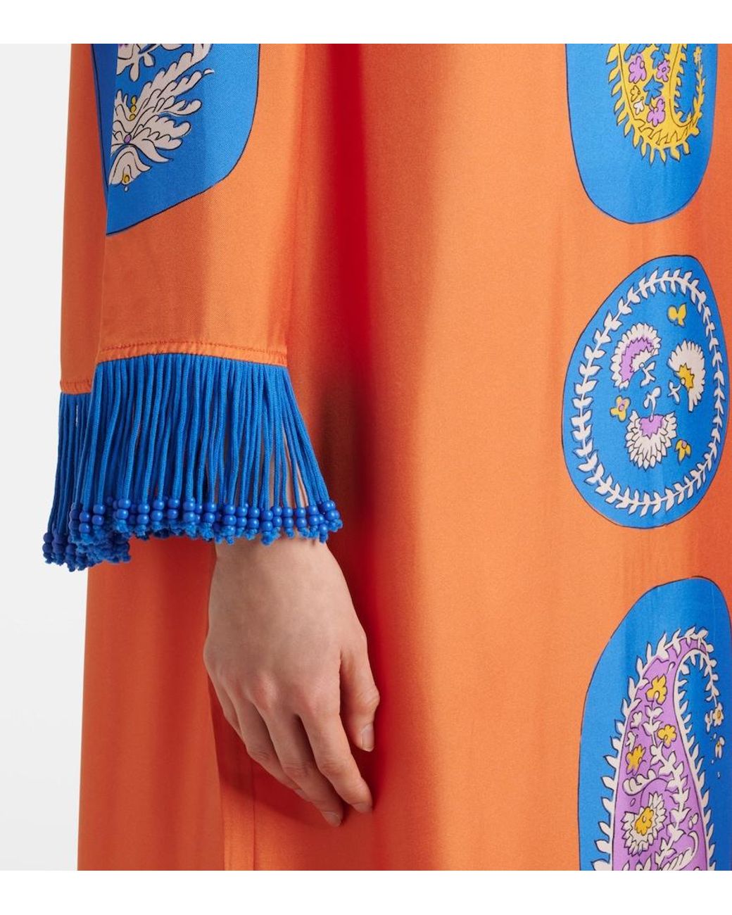 ALÉMAIS Orange Luis Silk Midi Dress