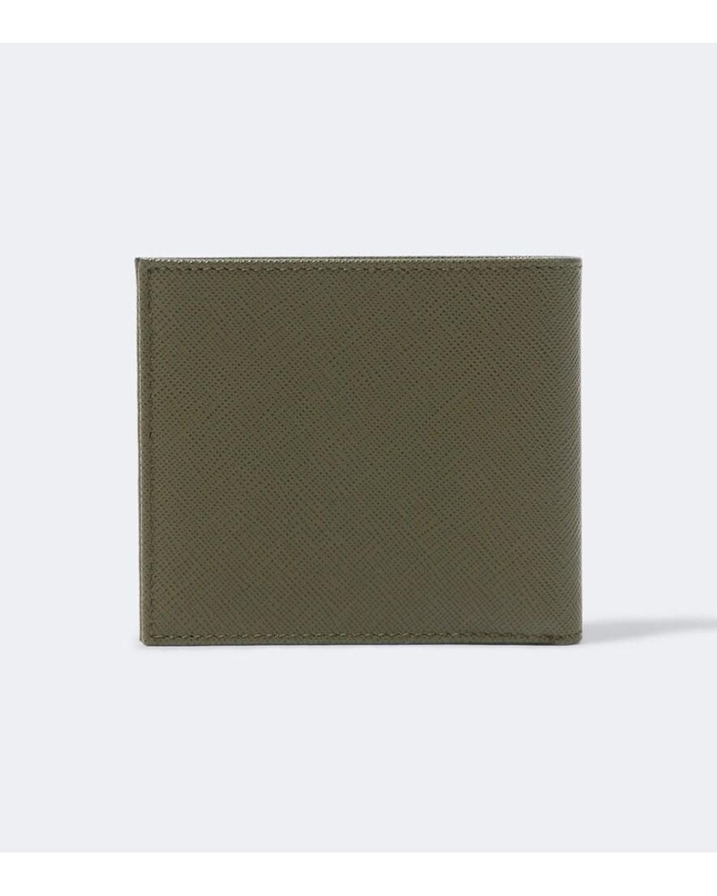 Prada Green Saffiano Leather Bi-Fold Wallet for men