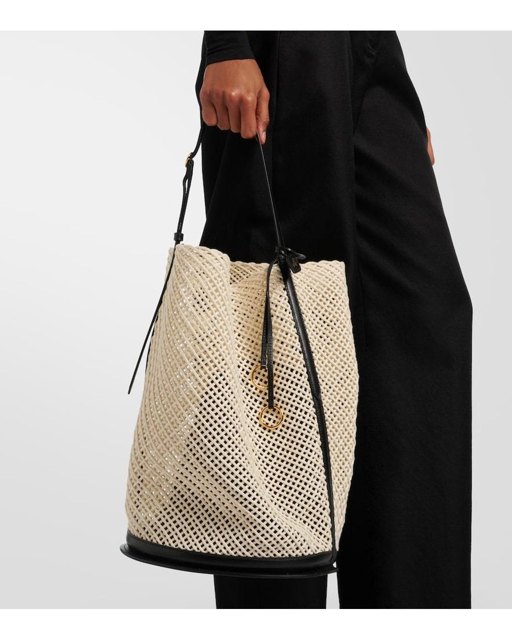 Alaïa White Hip Large Leather-Trimmed Bucket Bag