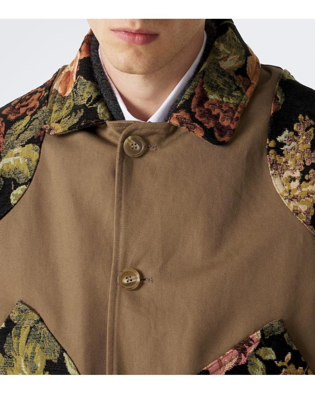 Simone Rocha Green Floral Patchwork Cotton Jacket for men