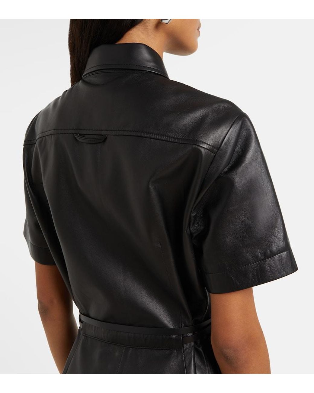 Altuzarra Kiera Leather Shirt Dress in Black | Lyst Altuzarra Kiera Leather Shirt Dress in Black | Lyst