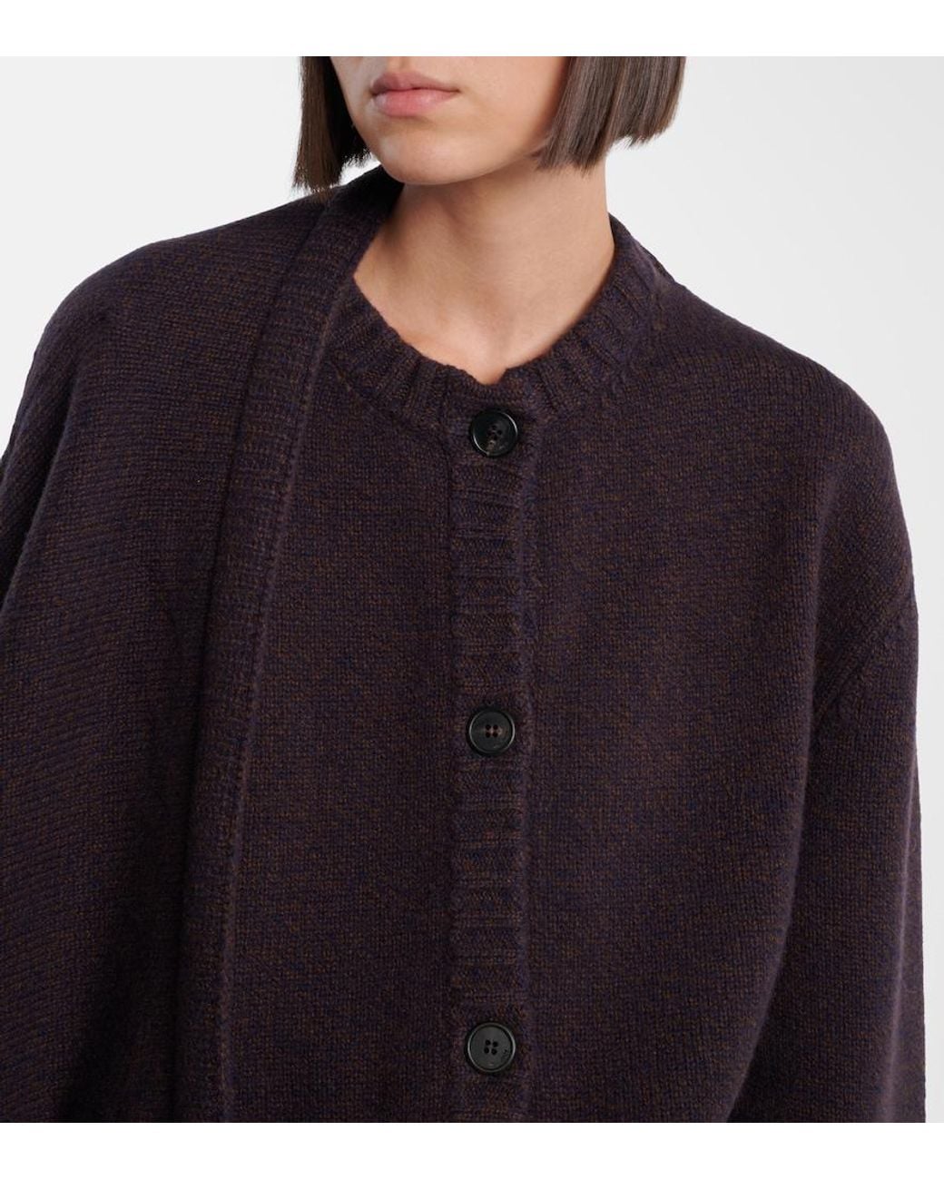 The Attico Blue Scarf-Detail Wool And Cashmere Cardigan