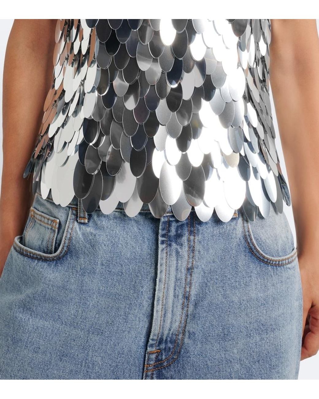 Rabanne White Sequin-Embellished Top