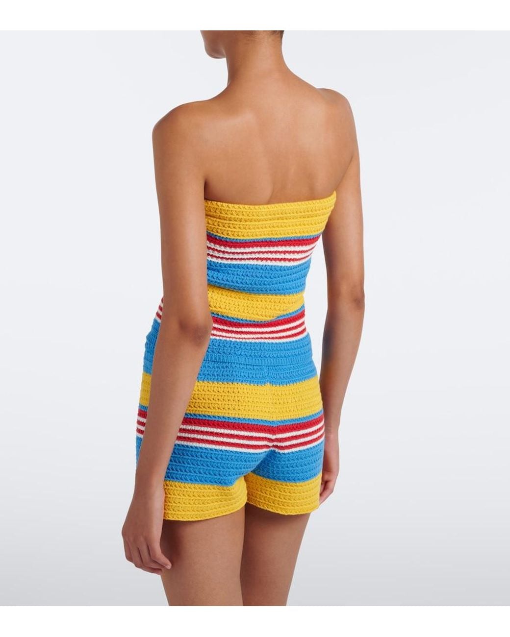Posse Blue Tammy Striped Cotton Strapless Top