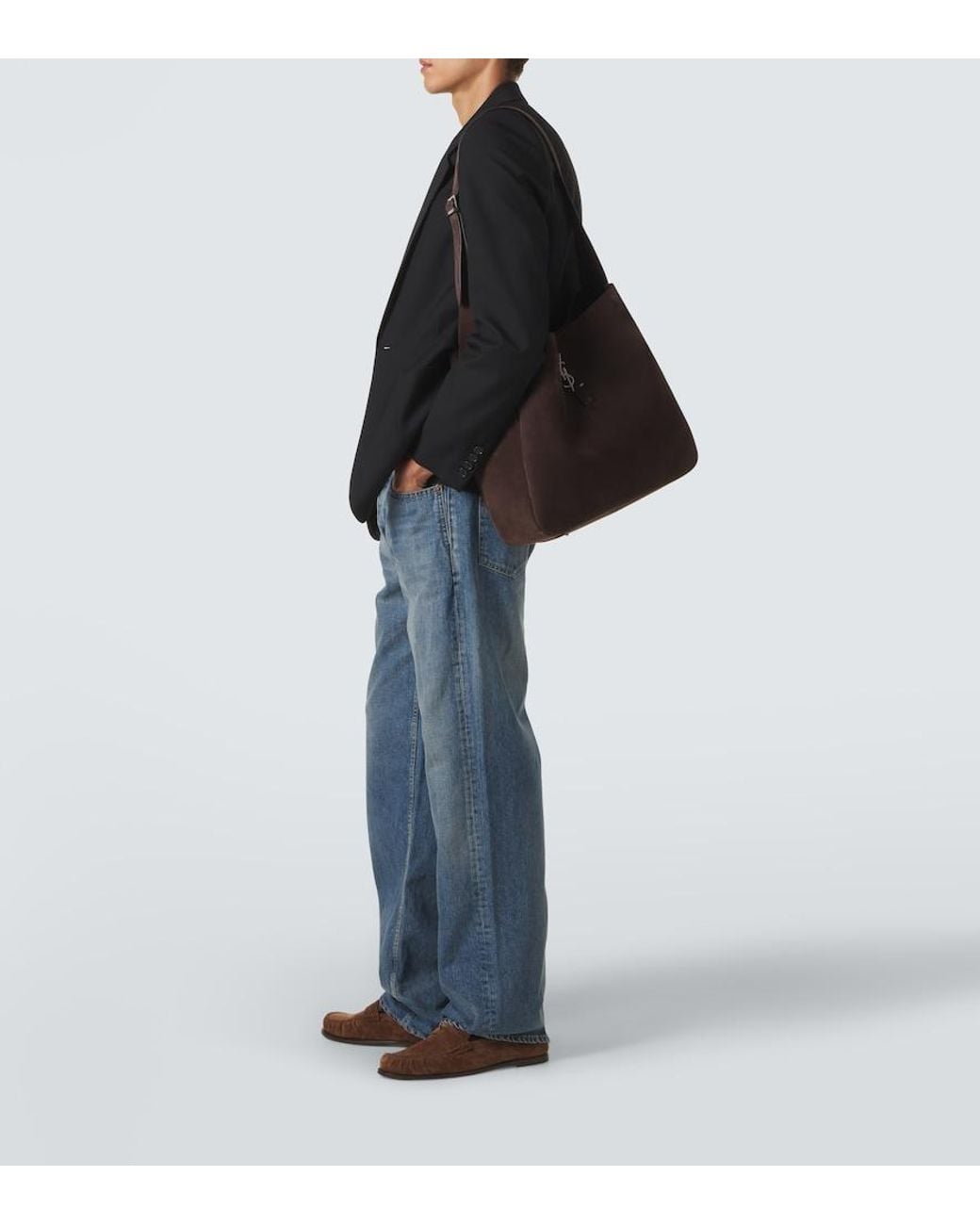 Saint Laurent Brown Le 5 A 7 Maxi Suede Shoulder Bag for men