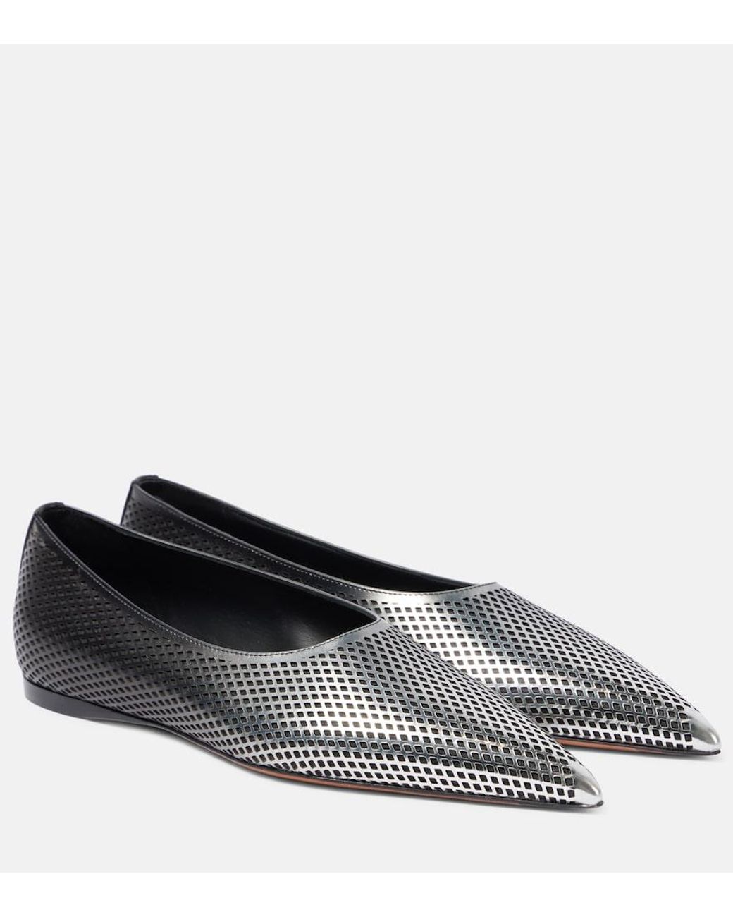 Alaïa Gray Degrade Fishnet Leather Ballet Flats
