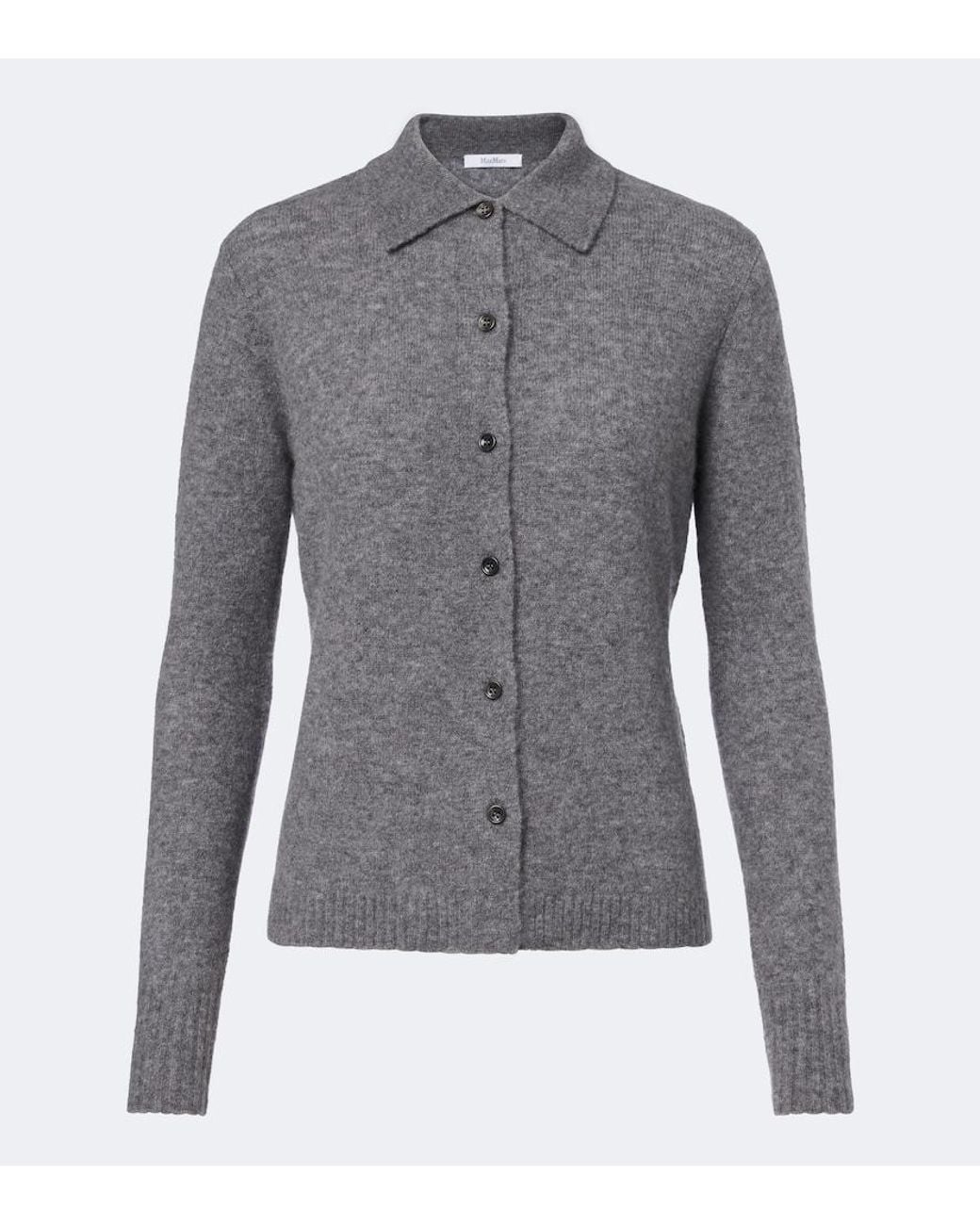 Max Mara Gray Cashmere-Blend Cardigan