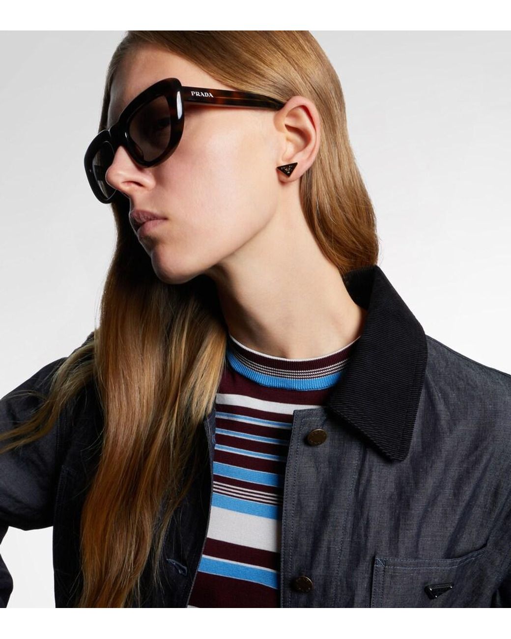 Prada Brown Logo Cat-Eye Sunglasses