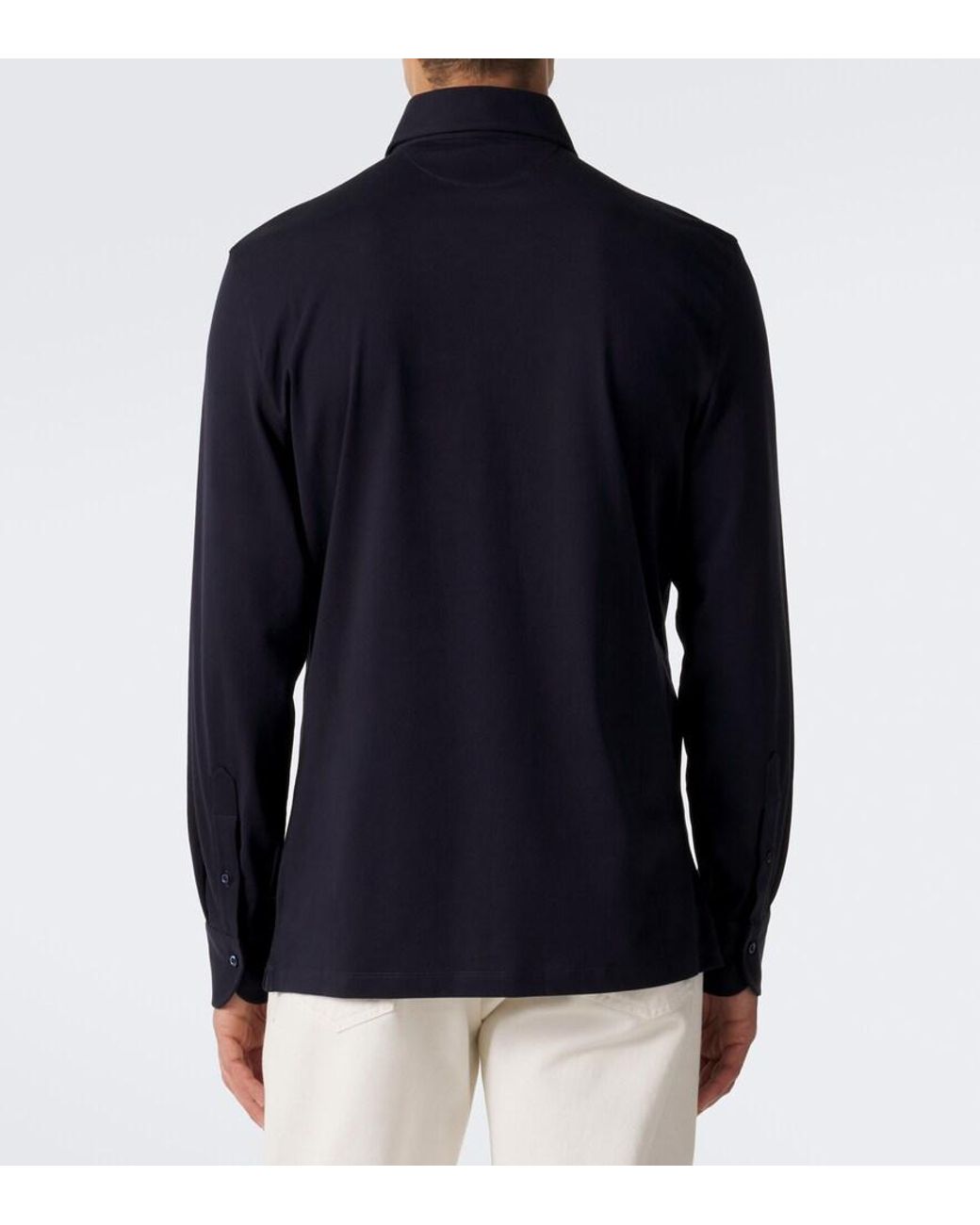 Brunello Cucinelli Blue Cotton Polo Sweater for men