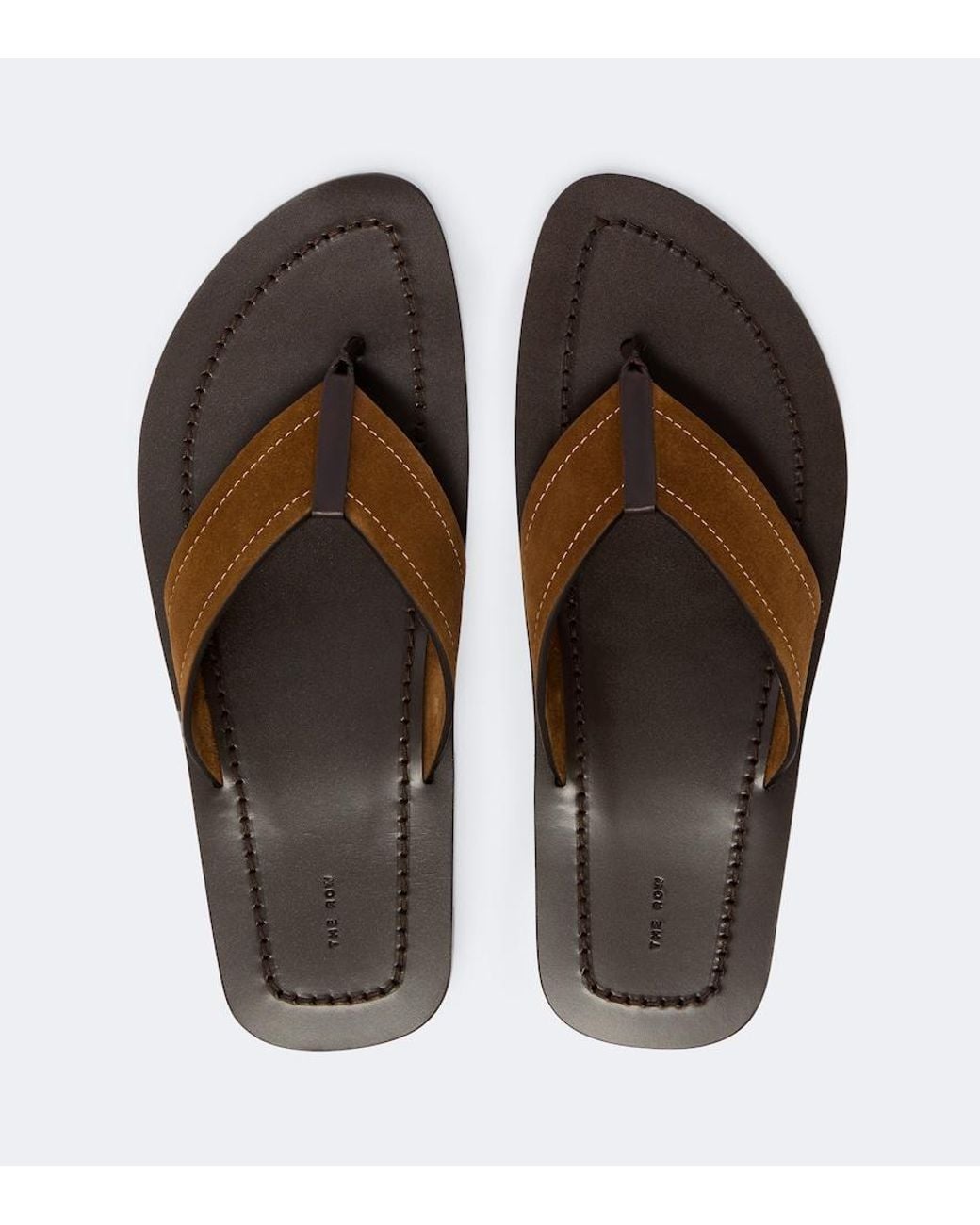 The Row Brown Dan Suede Thong Sandals for men