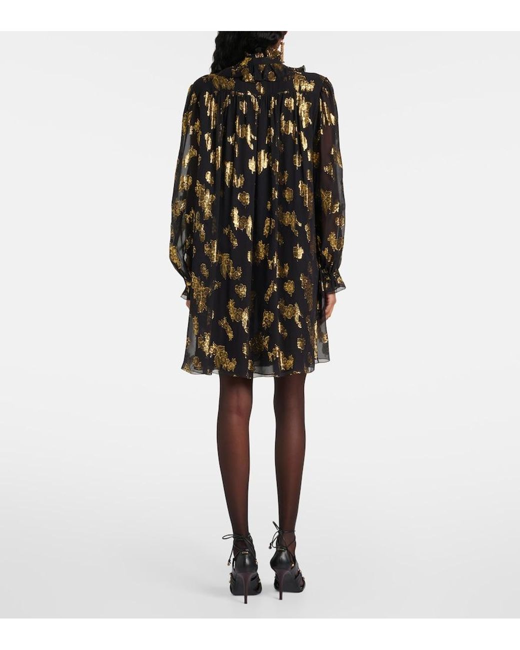 Chloé Black Ruffled Silk-Blend Minidress