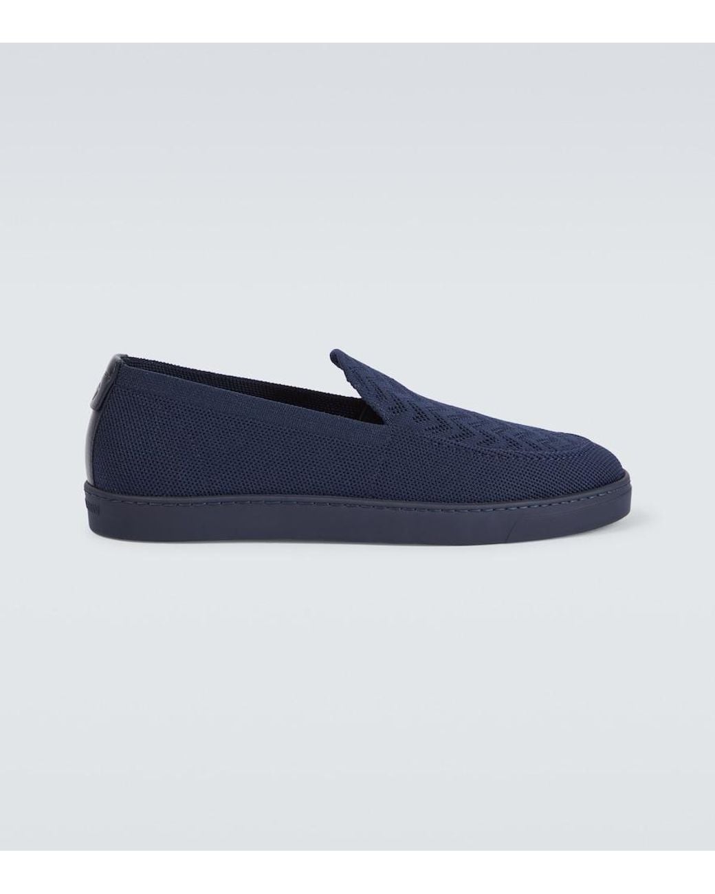 Giorgio Armani Blue Canvas Slip-On Shoes for men
