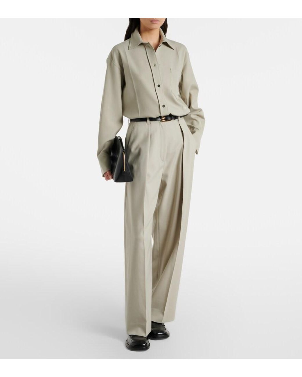 Victoria Beckham Natural High-Rise Wide-Leg Pants