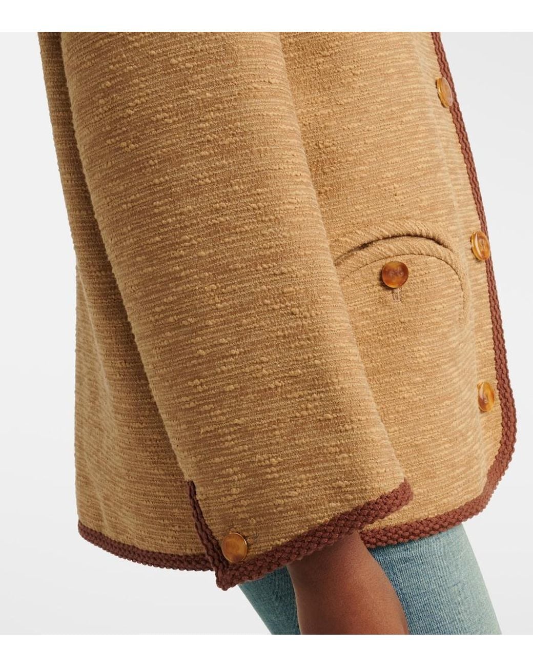 Blazé Milano Brown Curly Cotton And Linen-Blend Jacket