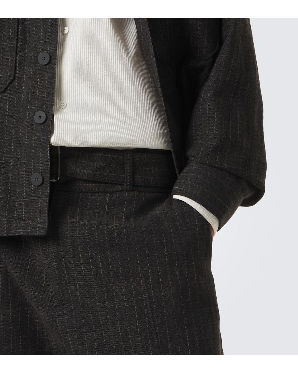 Studio Nicholson Black Checked Cotton And Wool-Blend Wide-Leg Pants for men
