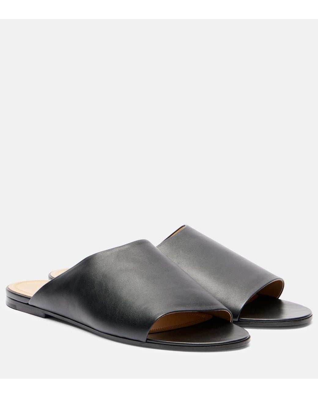 The Row Black Signum Leather Slides