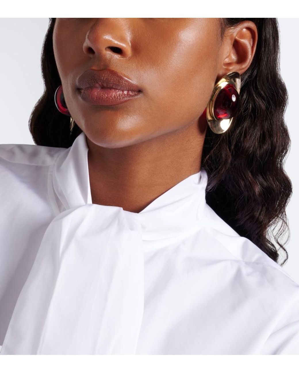Givenchy Red Sculpted Gem Embellished Stud Earrings