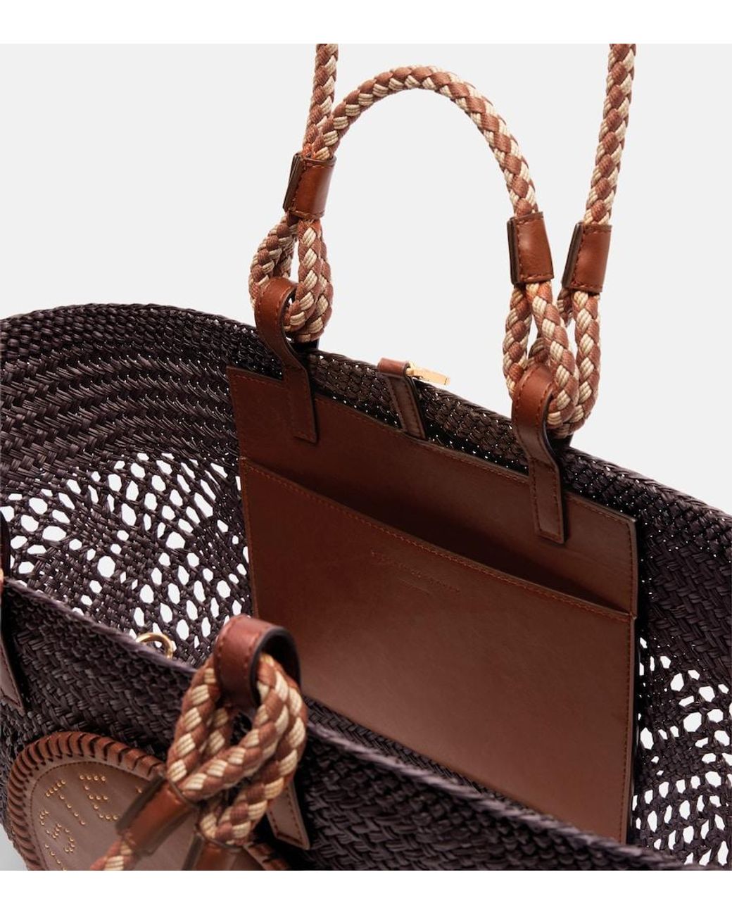 Stella McCartney Black Logo Large Raffia Basket Bag