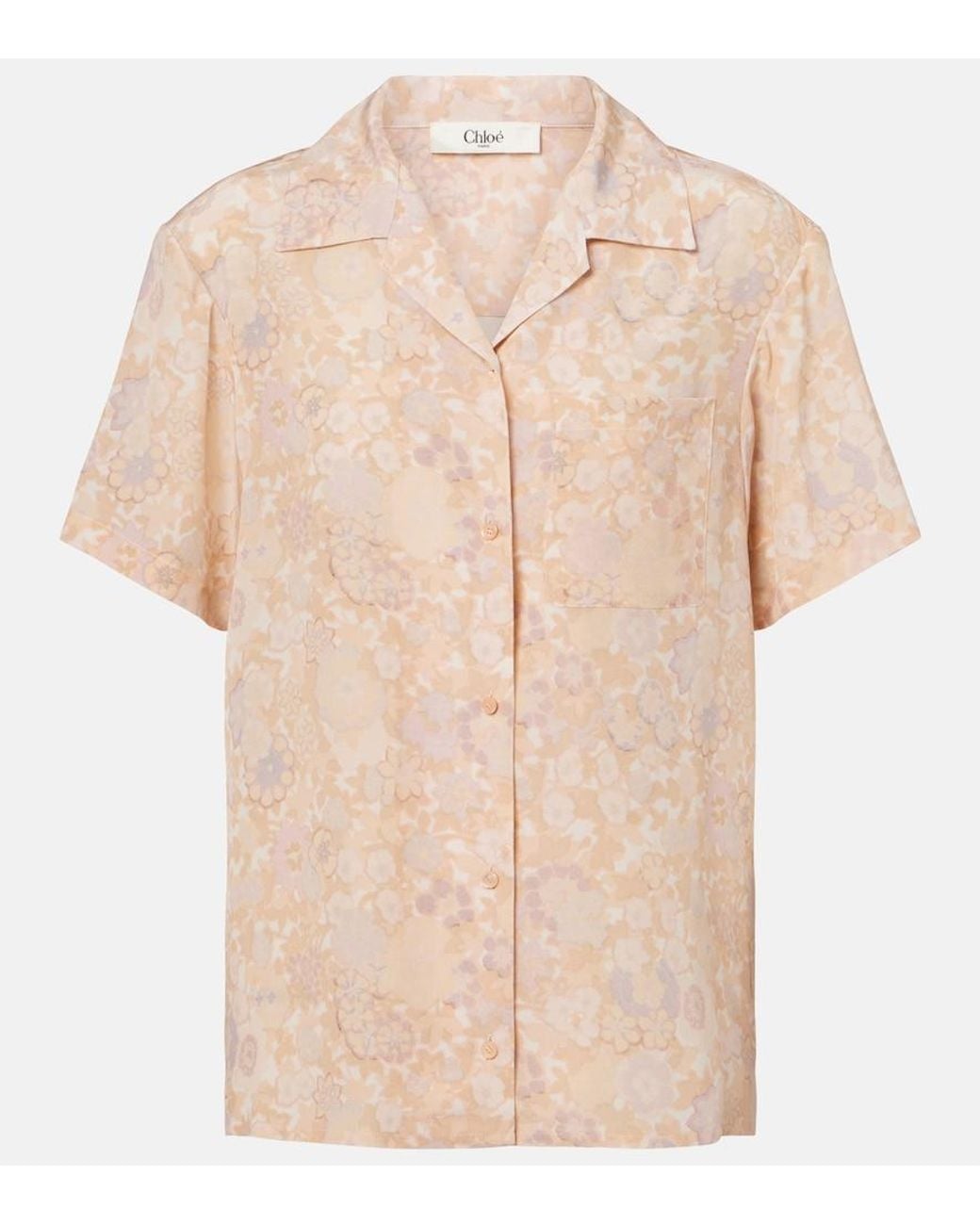Chloé Natural Floral Silk Bowling Shirt