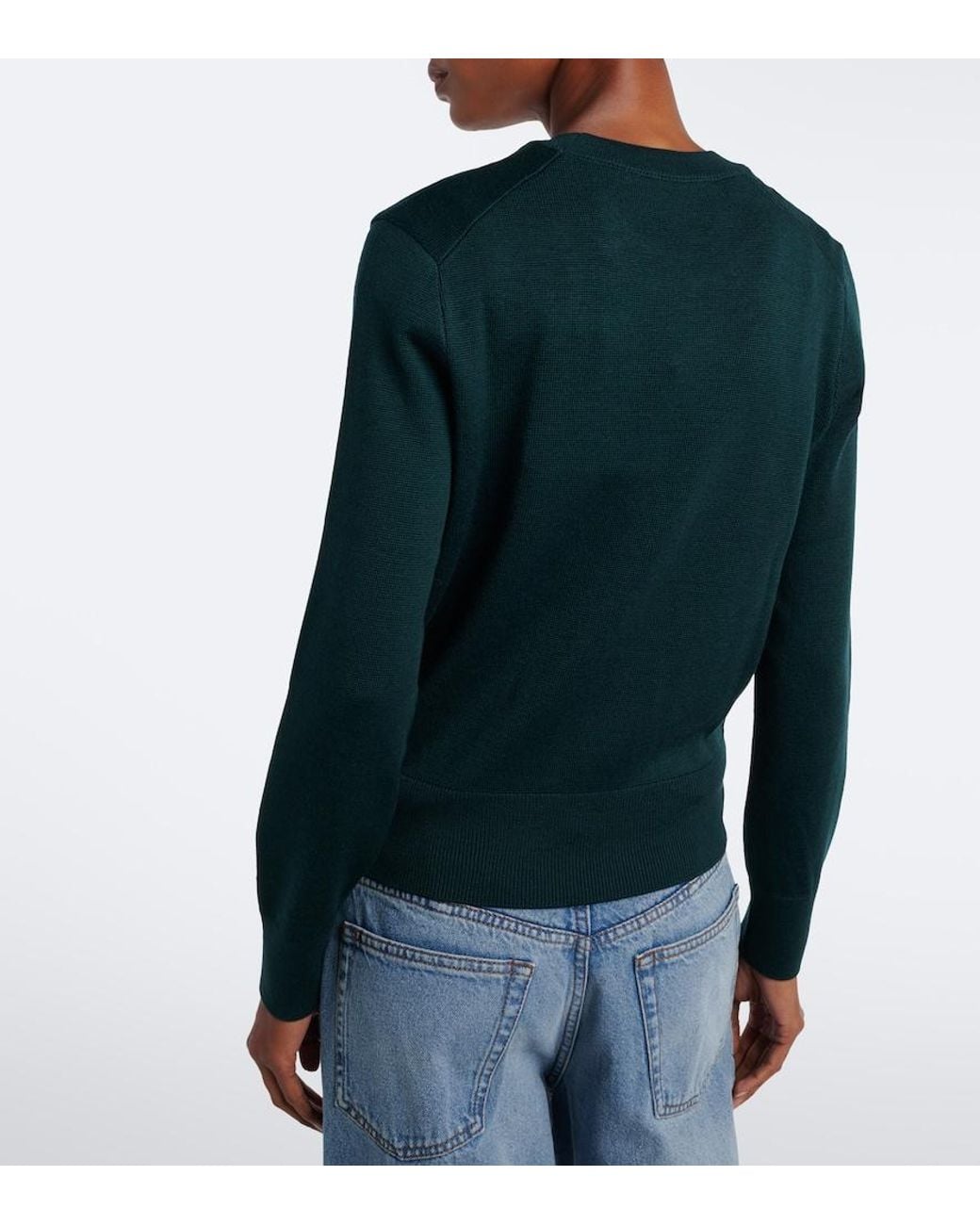 AMI Green Ami De Coeur Virgin Wool Sweater