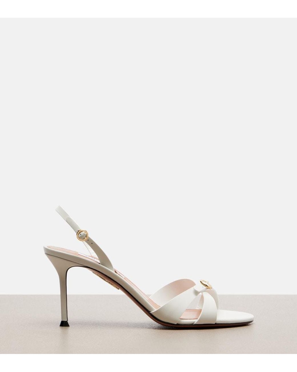 Aquazzura White Iza Leather Slingback Sandals