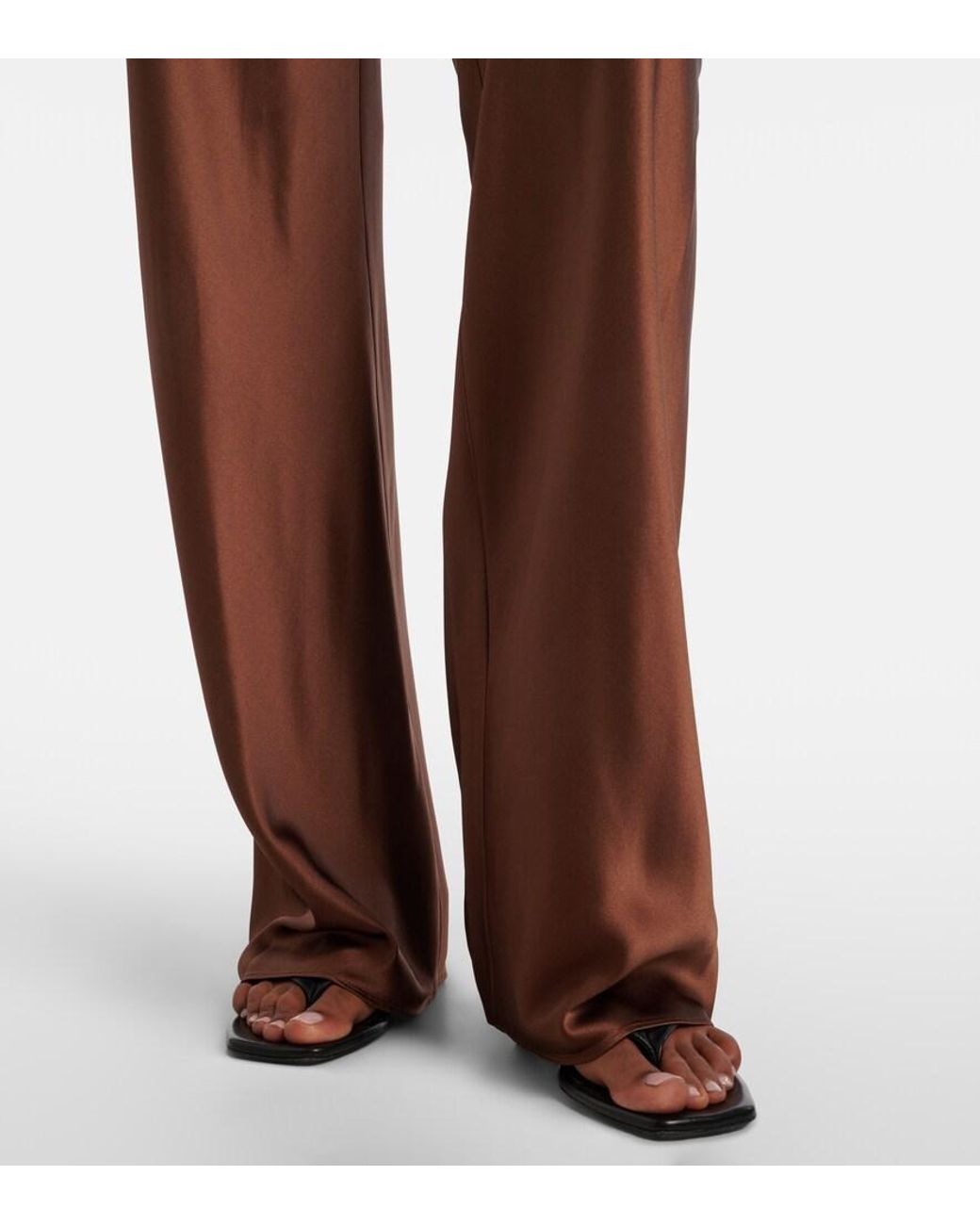 Veronica Beard Brown Billie Silk-Blend Straight Pants