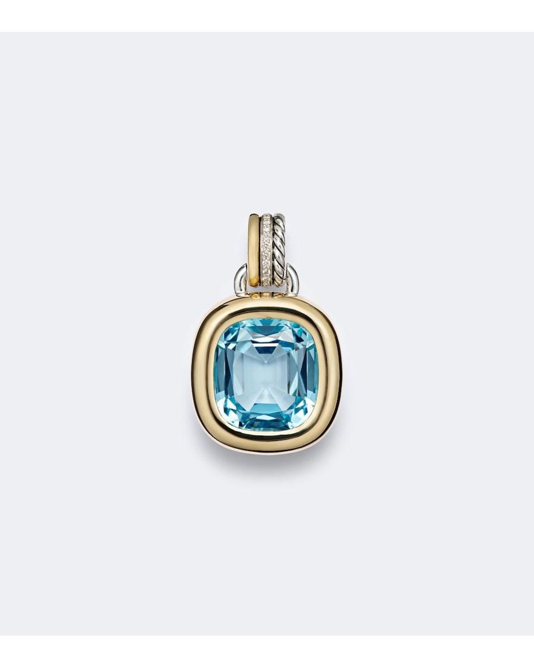 David Yurman Blue Dy Mercer 18Kt And Sterling Pendant With Topaz And Diamonds