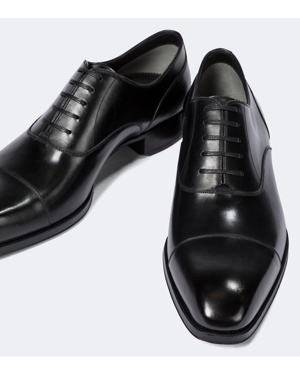 Tom Ford Black Elkan Leather Oxford Shoes for men