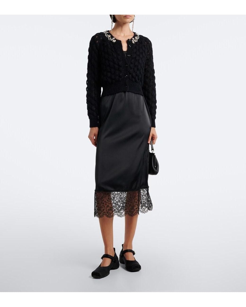 Simone Rocha Black Embellished Mohair-Blend Cardigan
