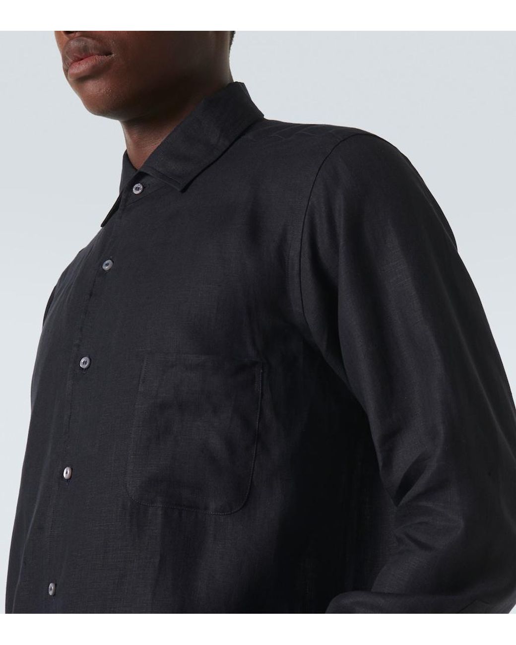 Loro Piana Blue Andre Linen Shirt for men