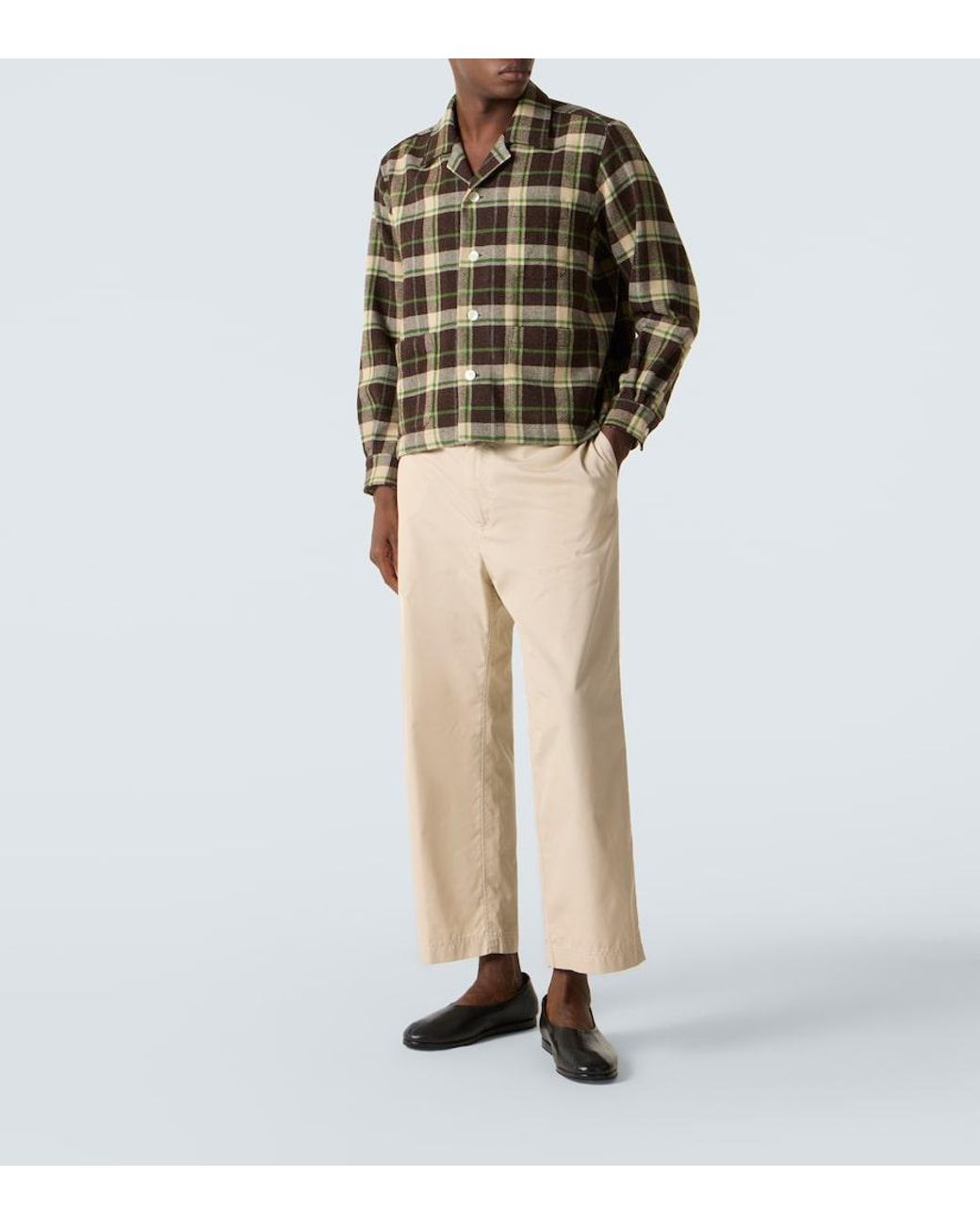 Bode Green Woodcrest Plaid Wool Flannel Overshirt for men