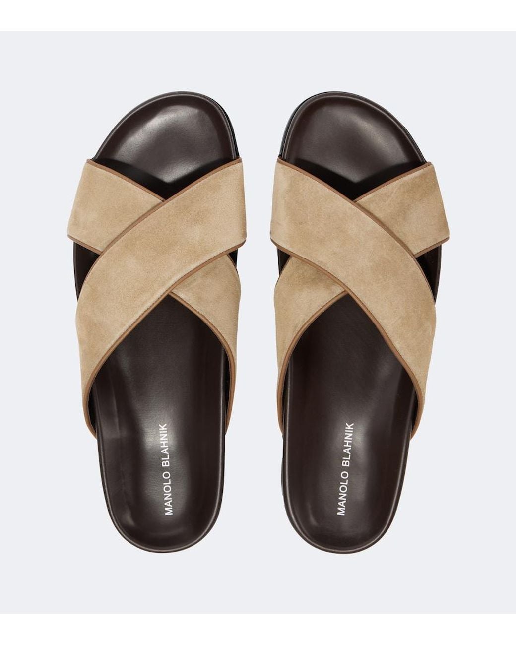Manolo Blahnik Brown Chiltern Suede Slides for men