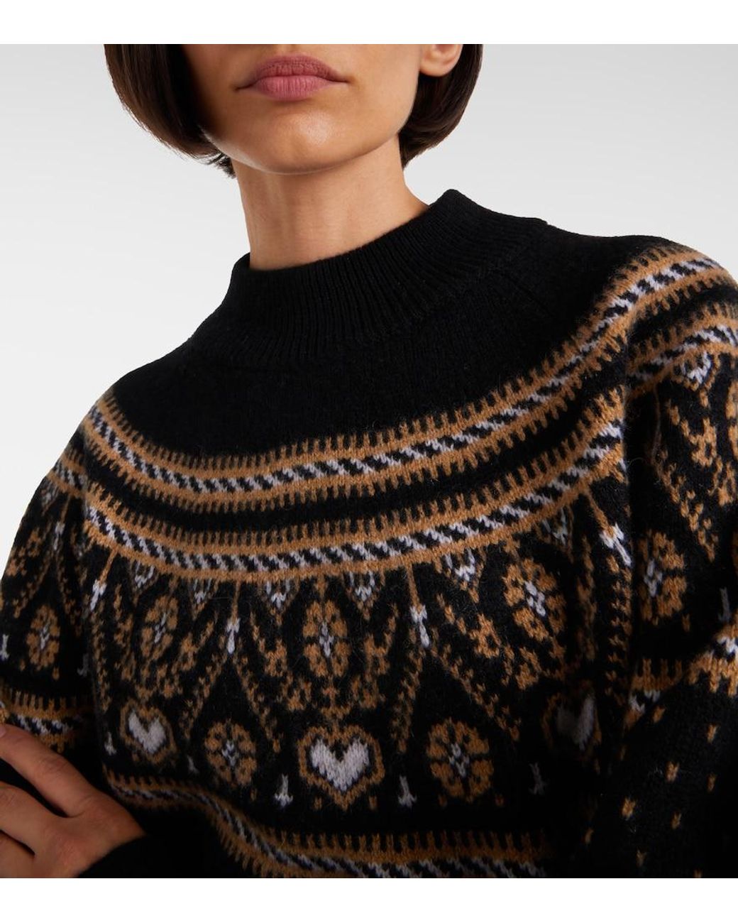 Khaite Black Guy Fair Isle Cashmere Sweater