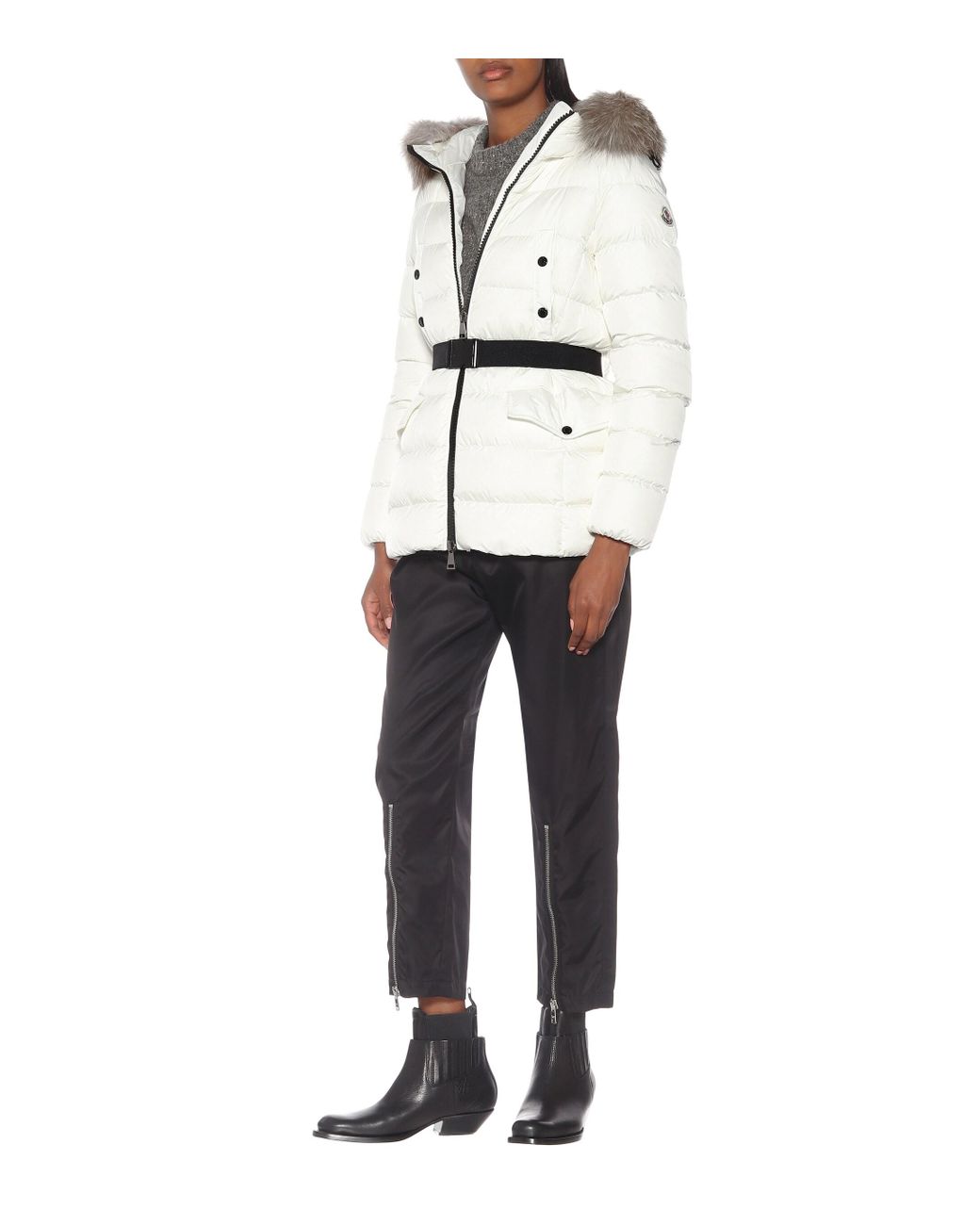 Moncler Synthetic Clion Down Jacket, Quilted Pattern in Ivory (White 