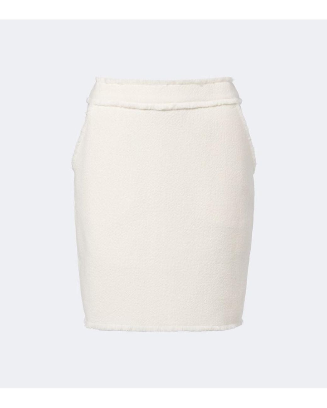 Max Mara White Virgin Wool Jersey Miniskirt
