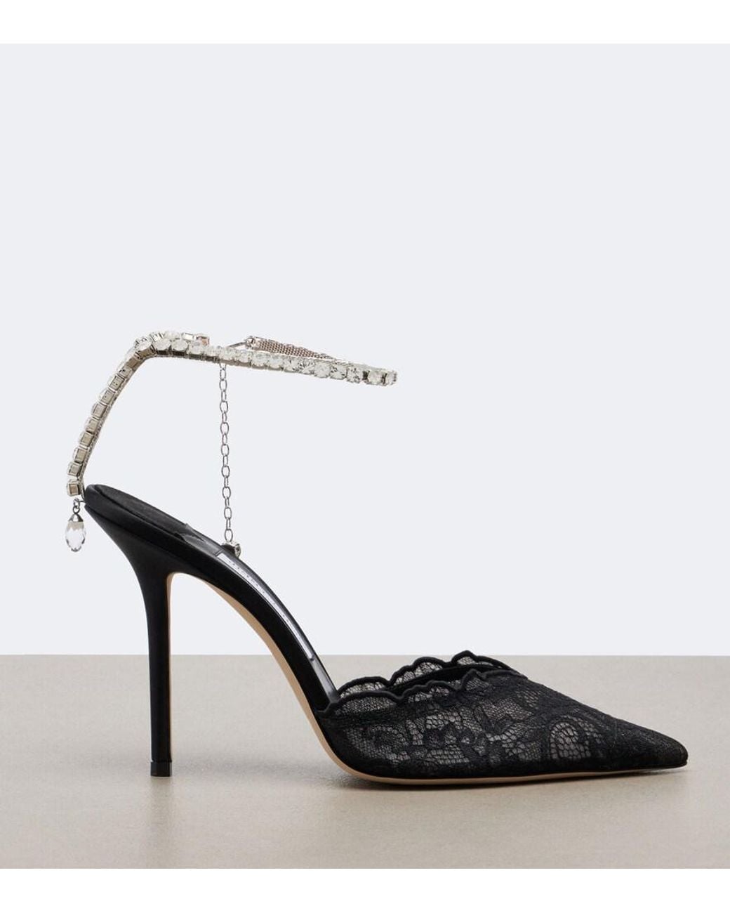 Jimmy Choo Blue Saeda Embellished Lace Pumps