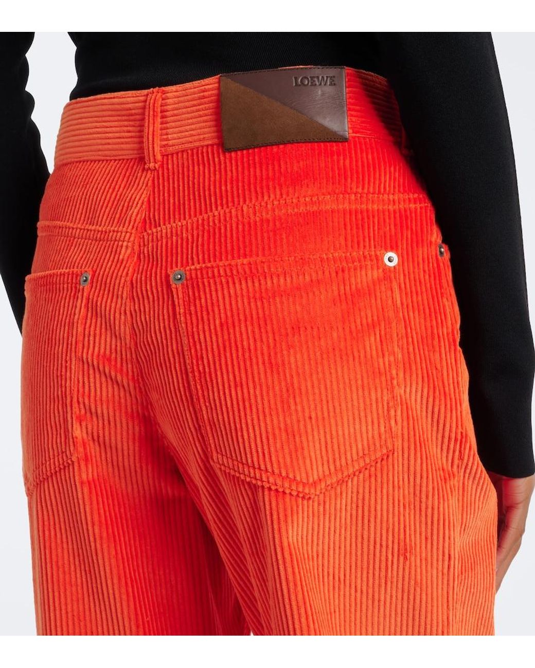 Loewe Red Cotton Corduroy Straight Pants