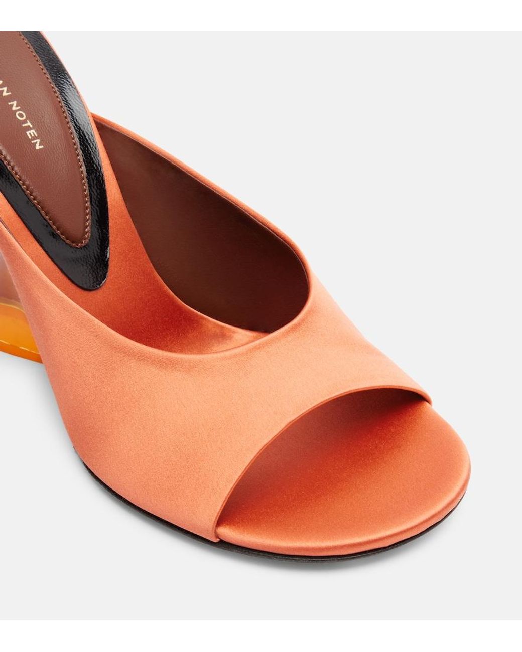 Dries Van Noten Brown Satin Wedge Mules